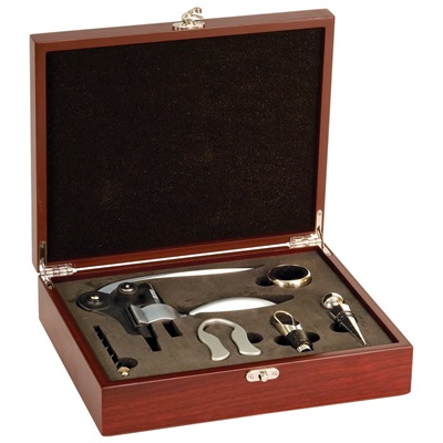 Rosewood Finish 5-Piece Wine Tool Gift Set